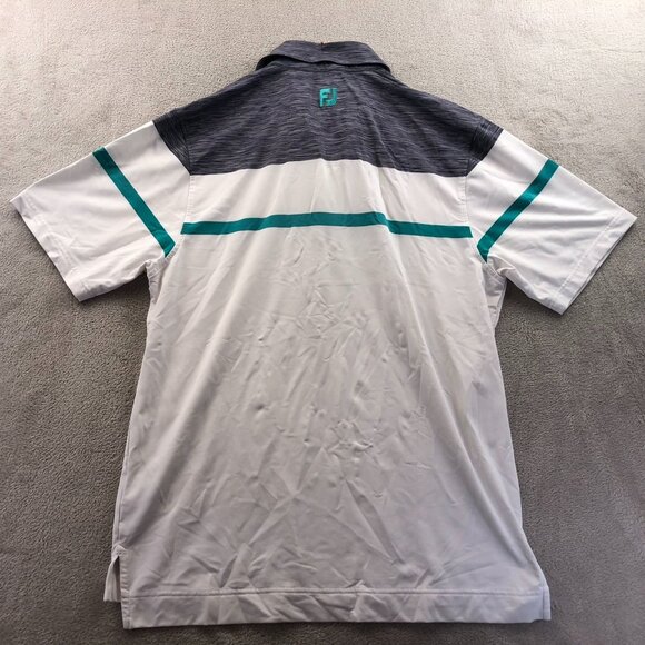 FootJoy Mens Polo Shirt Medium Colorblock White Colorblock Short Sleeve Casual - Picture 13 of 13